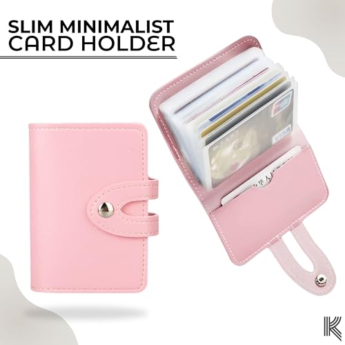 Image of Kraptick Card Holder for Men and Women - Elegant and Versatile Card Case, Credit Cardholder, Card Organizer, Card Pouch (Pink)