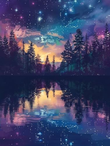 Pintura con numeros kit cielo estrellado de 100x130cm para decoración de salón con acrílicos