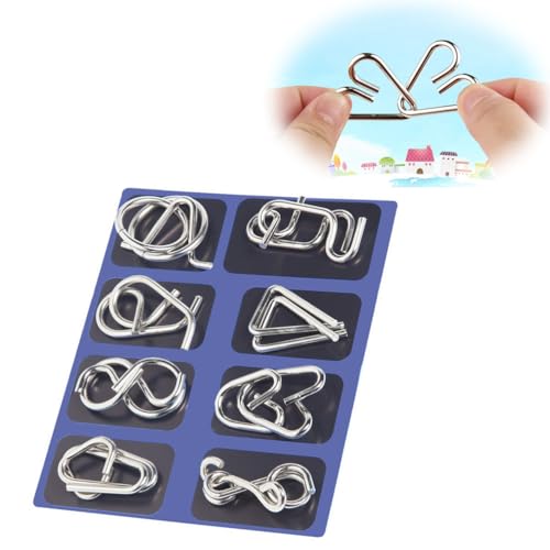 LJFEA 8 Piezas Rompecabezas de Metal, Juegos de Ingenio Rompecabezas Metal Classic Mini IQ Puzzle, Juguetes Inteligencia Educativos Regalo para Adultos Niños Adolescentes