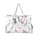 Grandes bolsas de playa de flamenco, grulla de pájaro, acuarela, bonito patrón de playa, con asas de cuerda de algodón, bolsas de viaje ligeras para mujeres 2020153