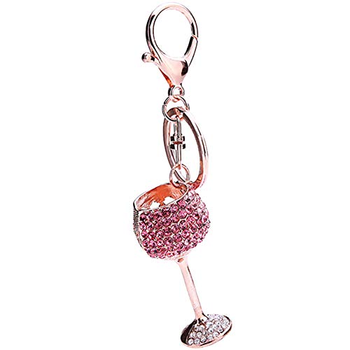 Preisvergleich Produktbild MSYOU Schlüsselanhänger, Legierung, kreativer Strass-Kelchen-Anhänger, Schlüsselanhänger, modisch, Handtasche, Rucksack, Auto-Anhänger, Rose, 12 cm