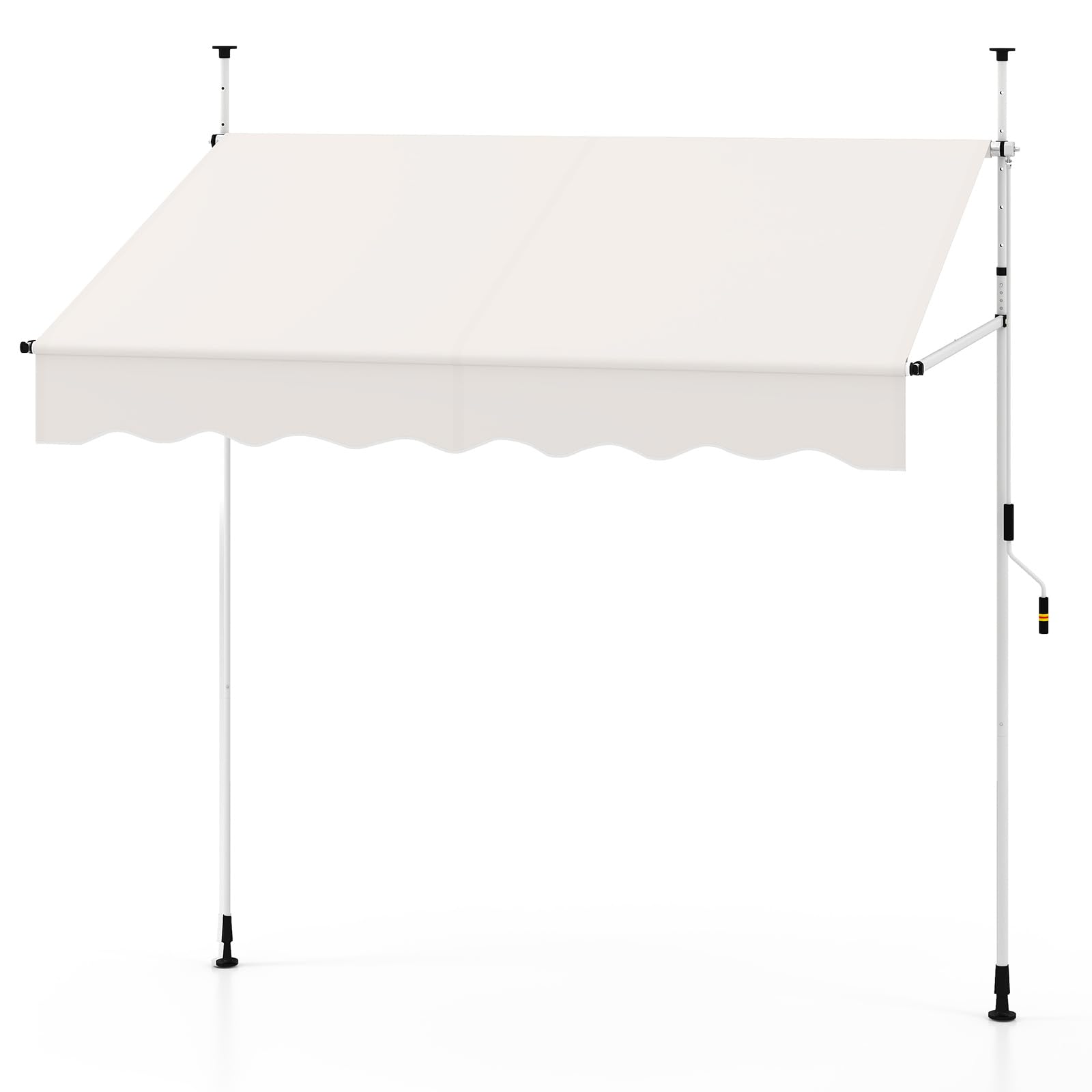 RELAX4LIFE Store Banne Manuel Rétractable avec Manivelle | Auvent Rétractable Résistant aux UV, Imperméable | Hauteur&Angle Réglable | Store Banne sans Percage pour Balcon, Terrasse (2x2,3 M,Blanc)