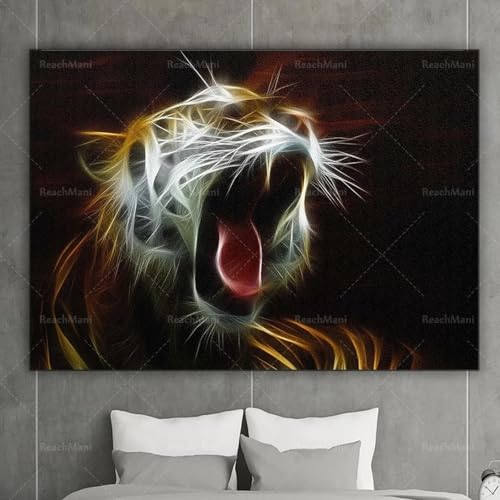Impression sur toile tigre abstrait 60x90cm sans cadre décoration moderne