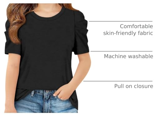 Image of Imily Bela Kids Girls Puff Short Sleeve T Shirts 5-14 Years | Summer, Casual, Crewneck, Fashion Tops