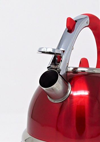 CookSpace (TM) Red Stainless Steel Induction Gas Electric Hob Stove Top Whistling Kettle 3.5 Litre