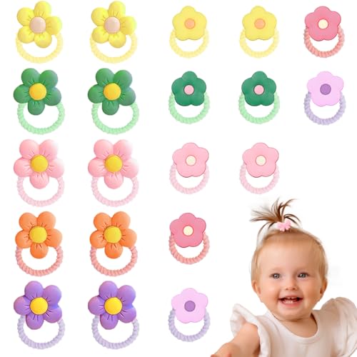 SUBTAVIK 20 Elastici per Capelli Bambina, Fasce Elastiche per Capelli con Fiori, Accessori per Neonati e Bambini