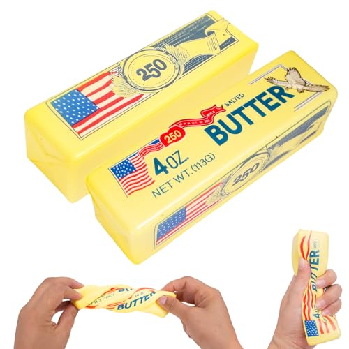 2 Pack Butter Squishy Toy, 5.3 Inch July 4th Soft Squishy Stress Relief Toy, Joeysisi 250th Anniversary Squeeze Desk Toy for Adults, Office Work, Study