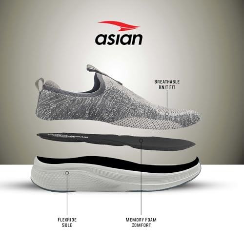 Image of ASIAN Wonderwalk Pro-21 Men's Walking Shoes | Lightweight Slip-On Sneakers with Arch Support | Memory Foam Soft Cushion Insole, Breathable & Flexible Shoes for Gym, Travel & Walk