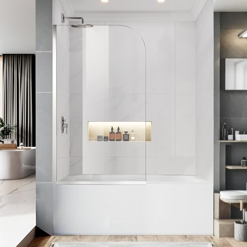 Bathtub Shower Glass Panel, 34" W X 58" H Tub