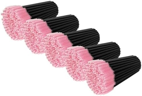 Tifanso 500PCS Disposable Lash Spoolies, Eyelash Eyebrow Brush for Extensions, Mascara Wands, Lash Extension Supplies, Eye Makeup Brushes & Tools, Pink