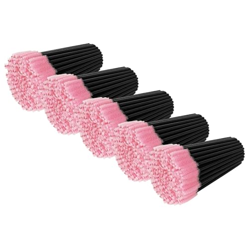 Tifanso 500PCS Disposable Lash Spoolies Eyelash Eyebrow Brush for Extensions Mascara Wands Lash Extension Supplies Eye Makeup Brushes & Tools Pink