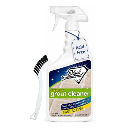 Black Diamond Ultimate Grout Cleaner: Best Cleaner for Tile,Ceramic,Porcelain, Marble Acid-Free Safe Deep Cleaner & Stain Remover for Even The Dirtiest Grout. (1-Quart/1-Brush)