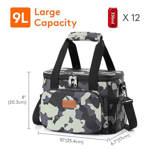 Image of Lifewit Medium Lunch Bag, Insulated Lunch Box, Soft Cooler Cooling Tote for Adult Men Women, Camouflage 12-Can (9L)