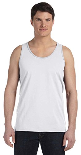 Bella+Canvas Men's Scoop-Neck Jersey Tank Top, Large, White Flk Trblnd