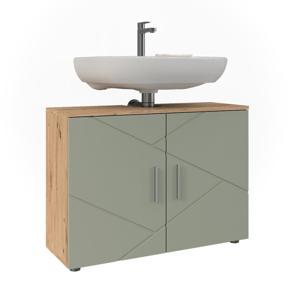 Vicco Szafka pod umywalkę "Irma", Szałwia zielona, 80 x 59 cm | z 2 drzwiami, Espace de rangement supplémentaire directement sous le lavabo