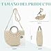 Imagen de EVEOUT Bolso Bandolera de Paja para Mujer Verano Boho Bolso Cesta Ratán Tejido Bolso de mano Redondo con Conchas Rafia para Playa Vacaciones Boda