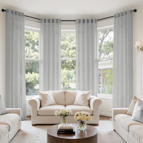 MIULEE Grey Linen Curtains 84 Inch Long 4 Panels Light Filtering Window Drapes with Rod Pocket Back Tab for Living Room Bedroom Farmhouse Decor 42" W x 84" L Inches