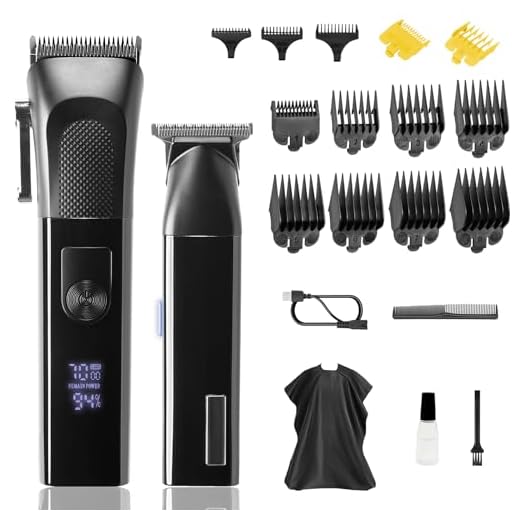 Ukeety Hair Clippers for Men Hair Cutting Kit Professional Cordless Beard Trimmer with LED Display Rechargeable Hair Trimmer with T-Blade Barber Clippers Bikini Trimmer for Household
