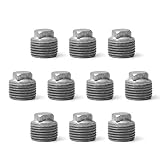 1/2' Pipe Fitting Male Cap, Home TZH 10 Pack Malleable Iron Cast Black Pipe Male Square Caps for...