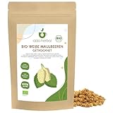 Moras Blancas Orgánicas (1kg), Moras Blancas Secas de Cultivo Orgánico, 100% Naturales y Puras, Snack de Fruta Listo para Comer, Vegano