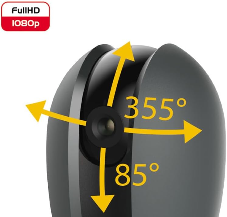 Beghelli Dom-e Camera showing 355 degree horizontal rotation and 85 degree vertical tilt.