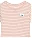 Calvin Klein Boys' Short Sleeve Striped Crew Neck T-Shirt, Soft, Comfortable, Relaxed Fit, Linear Silver Pink FB38, 6
