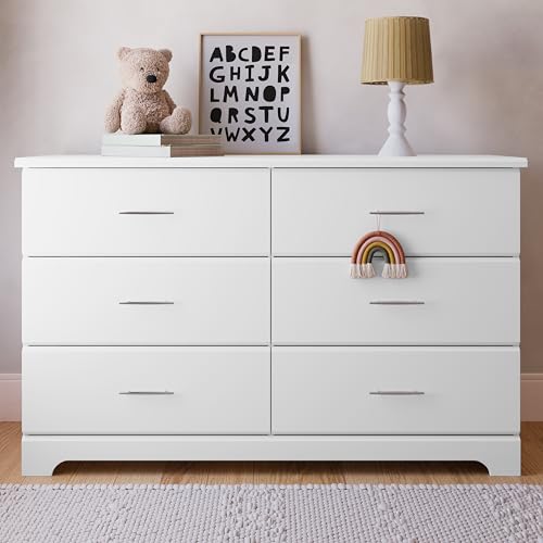 Storkcraft Brookside 6-Drawer Dresser (White) – GREENGUARD Gold Certified, White Dresser for Bedroom, Kids & Nursery Storage Chest, Safety Interlocking Drawers, Pre-Installed Tracks, Kids Chest - Image 5