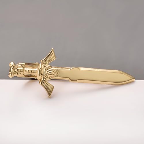 Image of TRENDTIECLIP Sword Tie Clip for Men Novelty Gold Tie Bar Personalized Unique Party Jewelry Gift