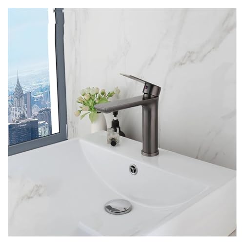 Grifo de cocina gris con pistola giratoria de latón para fregadero y lavabo