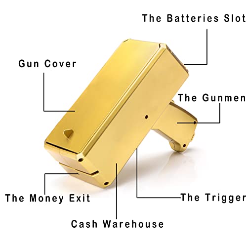 Alagoo Super Money Guns Paper Playing Spary Money Gun Make It Rain Toy Gun, Handheld Cash Gun Fake Bill Dispenser Money Shooter Toy(Metallic Gold) #TOP1