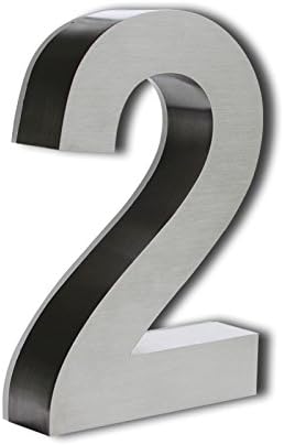 4 Inch House Numbers 6000k LED, Modern Address Signs for Homes | by JELSCO (2, Arial Stainless)