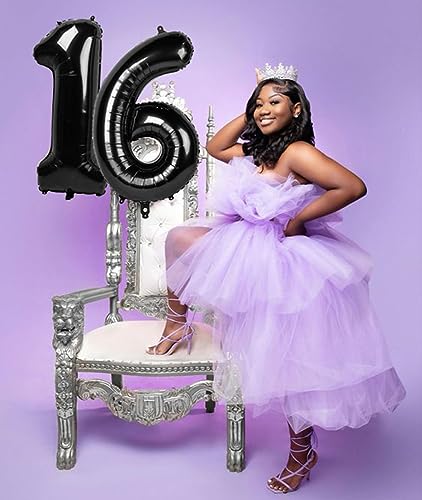 Black Number 16 Balloon 40 Inch Big 61 Giant Jumbo Digit Mylar Foil Helium Balloons for Birthday Party Celebration Graduations Photo Shoot - 7