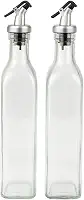 Galheteiro de Vidro 2 Peças 500ml com Bico Dosador e Tampa Inox – Ideal para Azeite, Óleo e Vinagre | Kit Elegante e Funcional para Cozinha