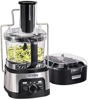 Hamilton Beach Professional Stack & Snap Food Processor & Veggie Spiralizer for Slicing, Shredding and Kneading, Extra-Large 3" Feed Chute Fits Whole Vegetables, 12 Cups, Stainless Steel (70815)