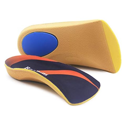 RooRuns 3/4 Plantar Fasciitis Insoles High Arch Support Inserts with Metatarsal Pads, Orthotic Inserts for Flat Feet, M Cover