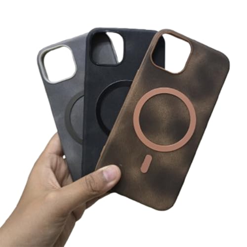 Image of Genuine Leather Finish iPhone 13 Back Cover Case | Shockproof Design | Raised Edges for Camera & Screen Protection | Stunning Design Back Case Cover for iPhone 13 (Brown)