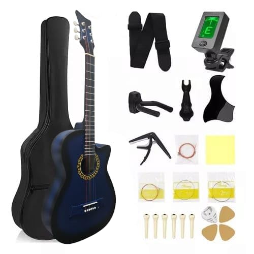 Ocelotl Guitarra Acústica 41” con Accesorios Ideal para Principiantes y Profesionales (Azul)