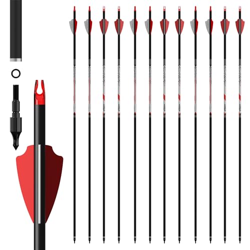 WIXUSPO 32 Pure Carbon Archery Arrows Spine 400 Removable Tips