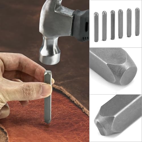QWORK® 36-teiliges Schlagzahlen Set, 6mm Schlagbuchstaben A-Z, Zahlen 0-9, Symbol &, Metall Schlagstempel für Metall, Kunststoff, Holz und Leder