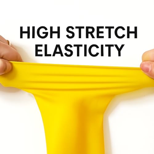 Image of Natural Rubber Household Gloves - Reusable & Waterproof for Cleaning, Dishwashing, Kitchen & Bathroom Use - Comfortable Fit with Non-Slip Grip - Durable & Long-Lasting (Yellow, 5 Pair)