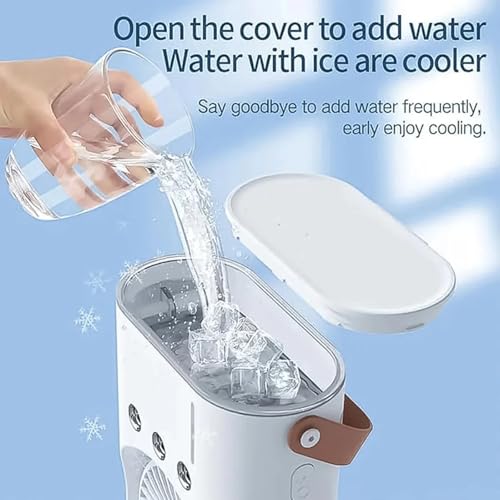 Image of Normalee Mini Portable Air Cooler Double Head Fan | Remote Control, USB Powered, Water Mist Cooling, 3 Speed, Home, Office, Bedroom & Outdoor