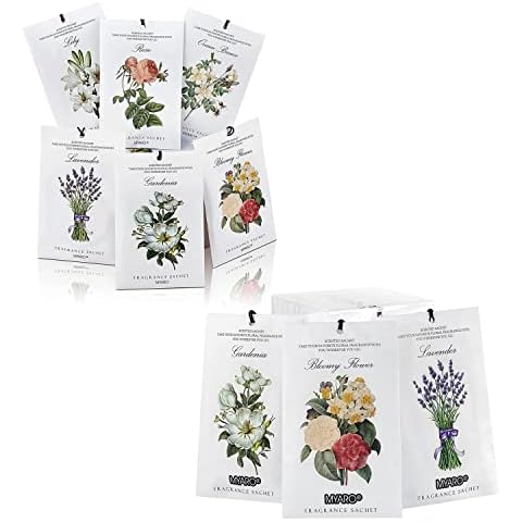 MYARO 24 Packs Scented Sachets for Drawer and Closet, Long-Lasting Sachets Bags Home Fragrance Sachet 6 Scents Option- Lavender, Rose, Jasmine, Ocean, Gardenia, Lily Cover
