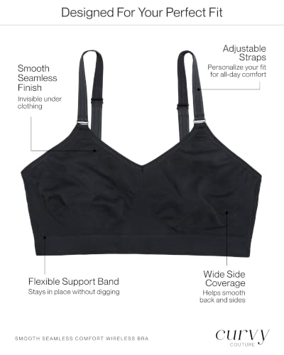 Image of Curvy Couture Women's Plus Size Wireless Bra - Seamless, Soft & Comfortable Fit