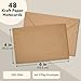 Sustainable Greetings Blank Cards & Envelopes - Customizable Greeting Card & Wedding Invitation Set - Bulk Thank You Notes & Envelopes - Printer-Friendly Stationery Set - 48-Pack, 4x6 in, Brown