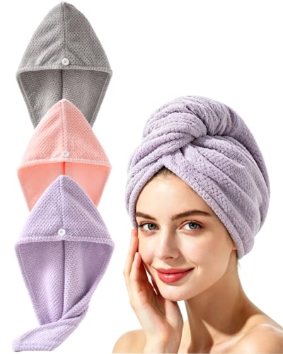 Image of Lumimi Microfiber Hair Towel Wrap for Women, 3 Pack 3 Colors C