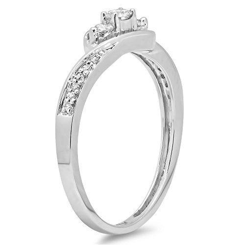 Dazzlingrock Collection 0.25 Cttw 10K Solid Gold Round Diamond Womens 3 Stone Engagement Promise Ring 1/2