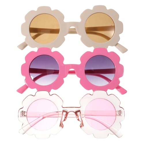 3pairs Boys and Girls Sunflower Glasses Sunglasses for Boys and Girls Fun Party Props Uv for Birthdays and Outdoor Activities