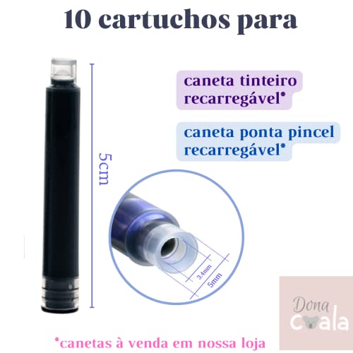 Recarga, refil de caneta tinteiro preto 10 unid.