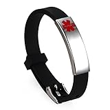 Free Engraving - Rubber Medical Alert ID Bracelets Wristband Black