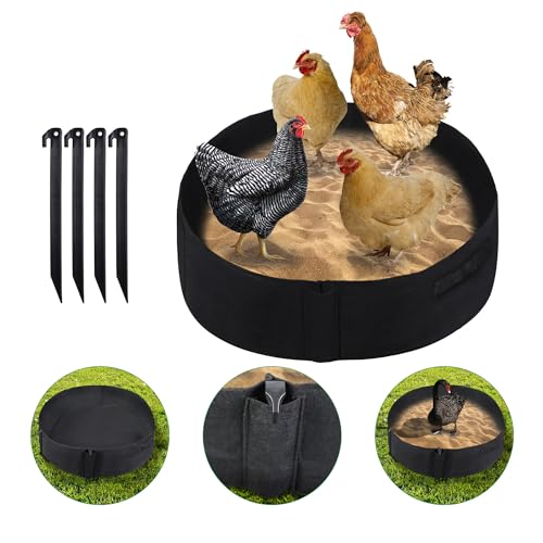 WBCBEC Chicken Dust Bath Tub Dust Bath for Chickens Chicken Coop Cleaner Container with 4 Ground Stakes Chicken Coop Accessory for Farms